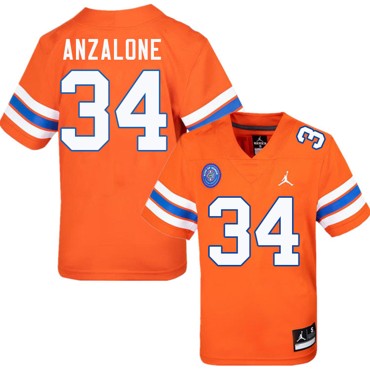 Alex Anzalone Florida Jersey,Florida Gators #34 Alex Anzalone Jersey Youth Uniforms-Throwback Orange